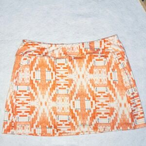Title Nine‎ Athletic Skort Orange White Geometric Golf Tennis Activewear Size xl
